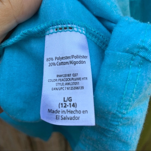 Athletic Works exercise top, size Lg (12-14), Teal blue. - Picture 4 of 5